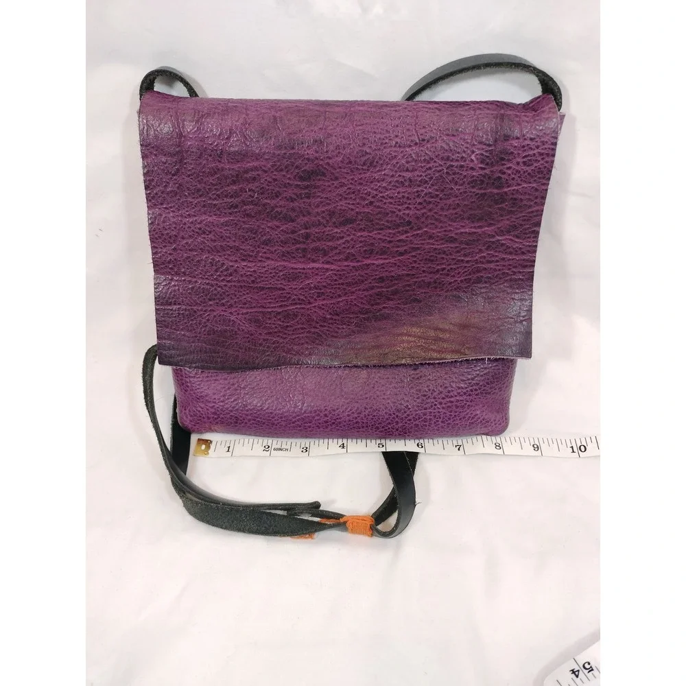 Handmade Purple Textured Leather Crossbody Bag